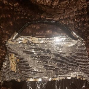 Silver and black blingy  satchel.  Fun party bag